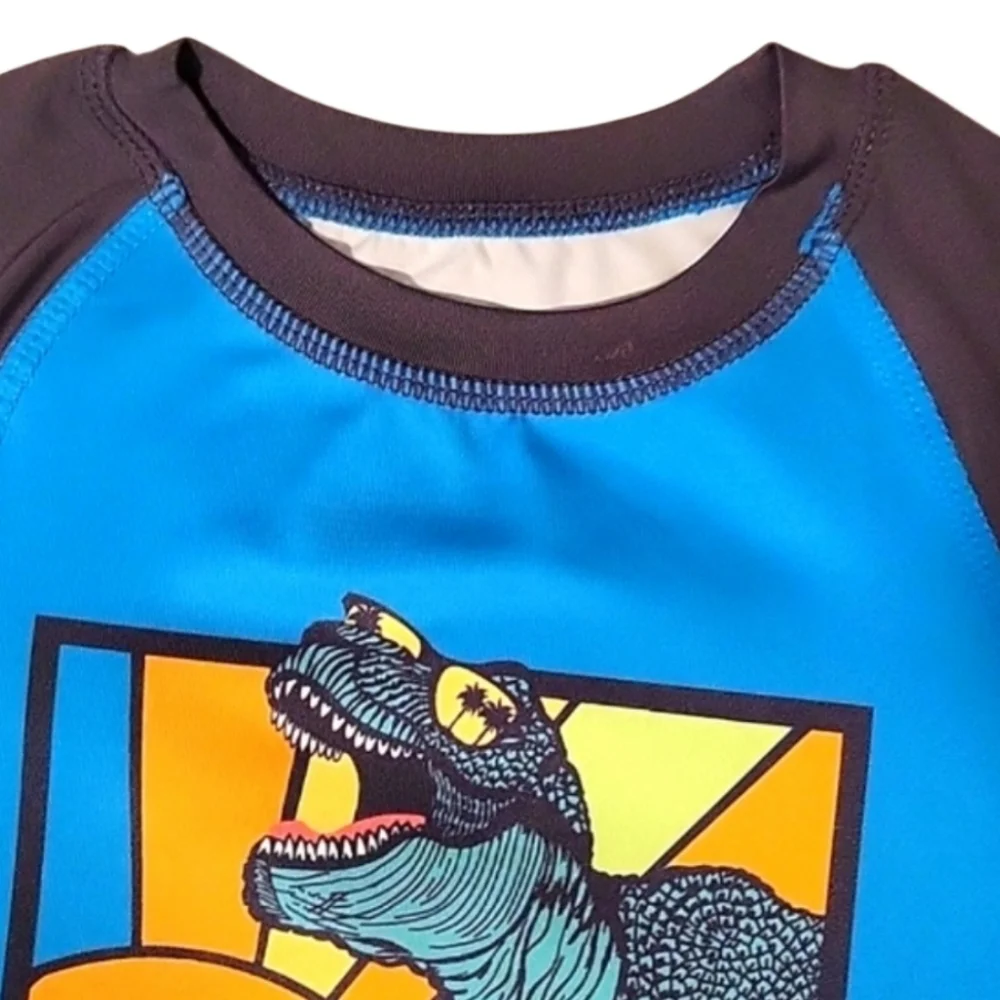 NEW Toddler Boy 2-Piece Rashguard & Matching Dinosaur Shorts Swim Set